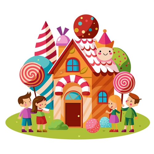 Candyland Theme Kids Party House Transparent Sticker